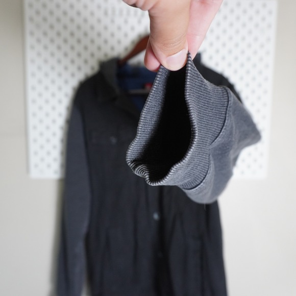 Quiksilver Hooded Jacket Mens Large Black Gray‎ Button Up Shirt Jacket - Picture 5 of 9